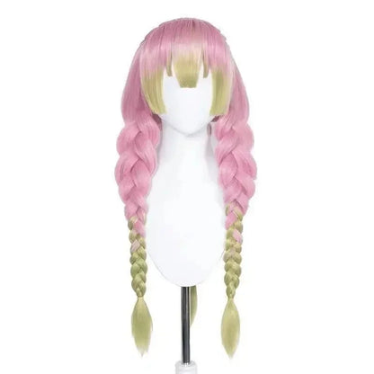 Heat Resistant Pink & Green Braided Cosplay Wig – Long Anime Style Costume Hair”