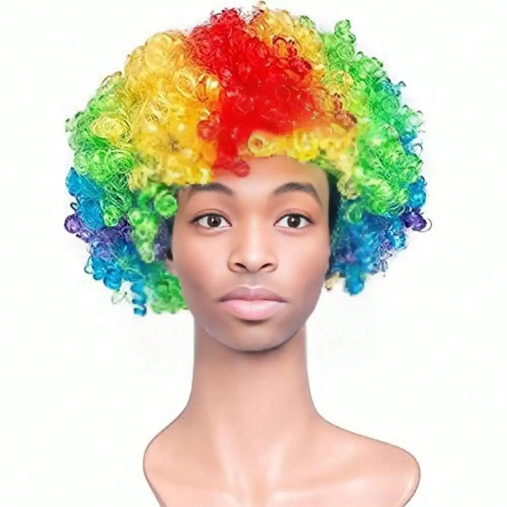 Unisex Rainbow Afro Clown Wig – Colorful Curly Party Wig for Men & Women | Carnival, Birthday & Costume Events