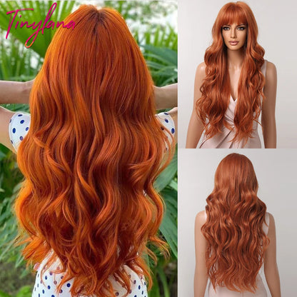 Heat Resistant Long Wavy with Bangs